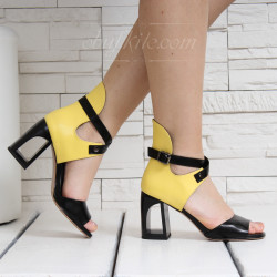 ДАМСКИ САНДАЛИ НА ТОК - 4781936 BLACK/YELLOW