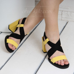 ДАМСКИ САНДАЛИ НА ТОК - 1351934 BLACK/YELLOW