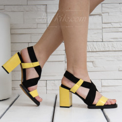 ДАМСКИ САНДАЛИ НА ТОК - 1351934 BLACK/YELLOW
