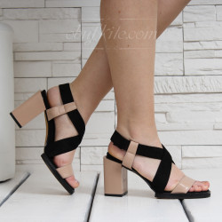 ДАМСКИ САНДАЛИ НА ТОК - 1351934 BLACK/BEIGE