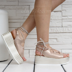 ДАМСКИ САНДАЛИ НА ПЛАТФОРМА - 259530119326 BEIGE