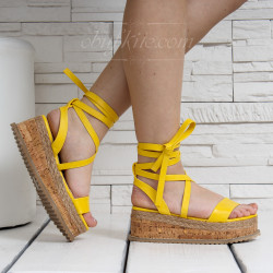 ДАМСКИ САНДАЛИ НА ПЛАТФОРМА - 20198819325 YELLOW