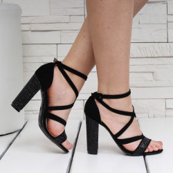 ДАМСКИ САНДАЛИ НА ТОК 1304-891927 BLACK-BLACK