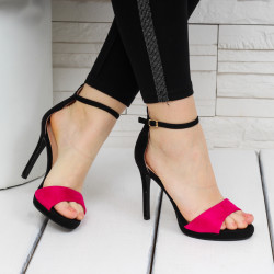 ДАМСКИ САНДАЛИ НА ТОК - 26041903 BLACK/PINK