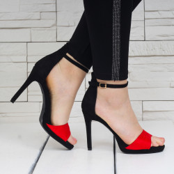ДАМСКИ САНДАЛИ НА ТОК - 26041903 BLACK/RED