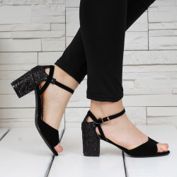 ДАМСКИ САНДАЛИ НА ТОК - 02051901 BLACK/BLACK