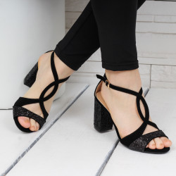 ДАМСКИ САНДАЛИ НА ТОК - 02051906 BLACK/BLACK