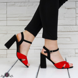 ДАМСКИ САНДАЛИ НА ТОК - 20051901 BLACK/RED