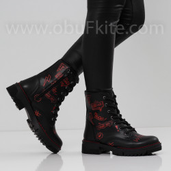 ДАМСКИ БОТИ - 2409-6001202023 BLACK-RED