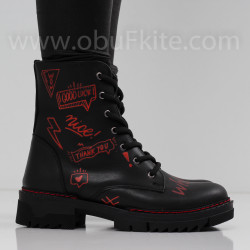 ДАМСКИ БОТИ - 2409-6001202023 BLACK-RED