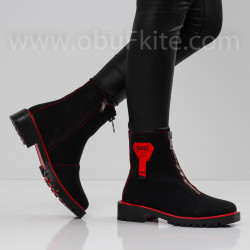 ДАМСКИ БОТИ - 1509-201202218 BLACK-RED