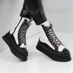 ДАМСКИ БОТИ - 22091901 WHITE/BLACK