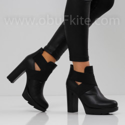 ДАМСКИ БОТИ НА ТОК - 0311-6000202412 BLACK-PU