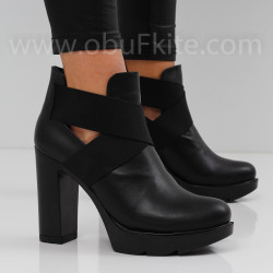 ДАМСКИ БОТИ НА ТОК - 0311-6000202412 BLACK-PU
