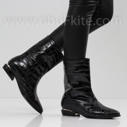 ДАМСКИ БОТИ - 1910-0460202522 BLACK-KROKO