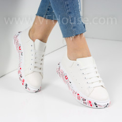 ДАМСКИ КЕЦОВЕ - 0301-6601211805 WHITE-RED