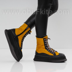 ДАМСКИ БОТИ - 22091901 BLACK/YELLOW
