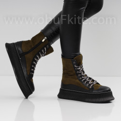 ДАМСКИ БОТИ - 22091901 BLACK/GREEN