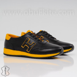 МЪЖКИ ОБУВКИ ЕСТЕСТВЕНА КОЖА - 30111905 BLACK/YELLOW
