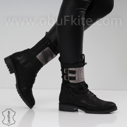 ДАМСКИ БОТИ ЕСТЕСТВЕНА КОЖА  - 21121908 BLACK