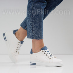 ДАМСКИ КЕЦОВЕ НА ПЛАТФОРМА - 1101-23312002 WHITE/DENIM BLUE