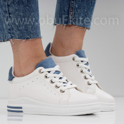 ДАМСКИ КЕЦОВЕ НА ПЛАТФОРМА - 1101-23312002 WHITE/DENIM BLUE