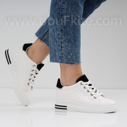 ДАМСКИ КЕЦОВЕ НА ПЛАТФОРМА - 1101-23312002 WHITE/BLACK