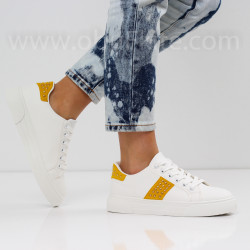 ДАМСКИ КЕЦОВЕ - 0202-0712002 WHITE/YELLOW