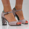 ДАМСКИ САНДАЛИ НА ТОК - 2304-6252013 BEIGE/GREEN