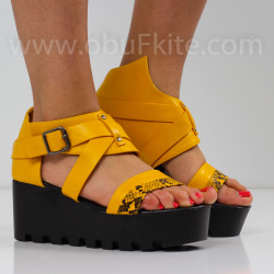 ДАМСКИ САНДАЛИ НА ПЛАТФОРМА - 2404-0072013 YELLOW
