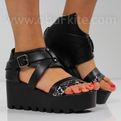 ДАМСКИ САНДАЛИ НА ПЛАТФОРМА - 2404-0072013 BLACK