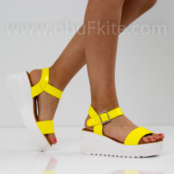 ДАМСКИ САНДАЛИ НА ПЛАТФОРМА - 2404-6032004 YELLOW NEON