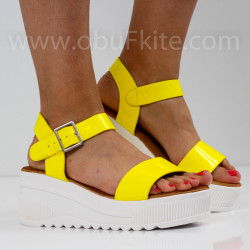 ДАМСКИ САНДАЛИ НА ПЛАТФОРМА - 2404-6032004 YELLOW NEON