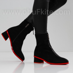 ДАМСКИ БОТИ НА ТОК - 0110-710204119 BLACK/RED