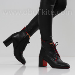 ДАМСКИ БОТИ НА ТОК - 0110-642204132 BLACK/RED