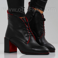 ДАМСКИ БОТИ НА ТОК - 0110-642204132 BLACK/RED