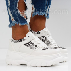 ДАМСКИ ЕЖЕДНЕВНИ ОБУВКИ НА ПЛАТФОРМА - 27081907 WHITE/SNAKE