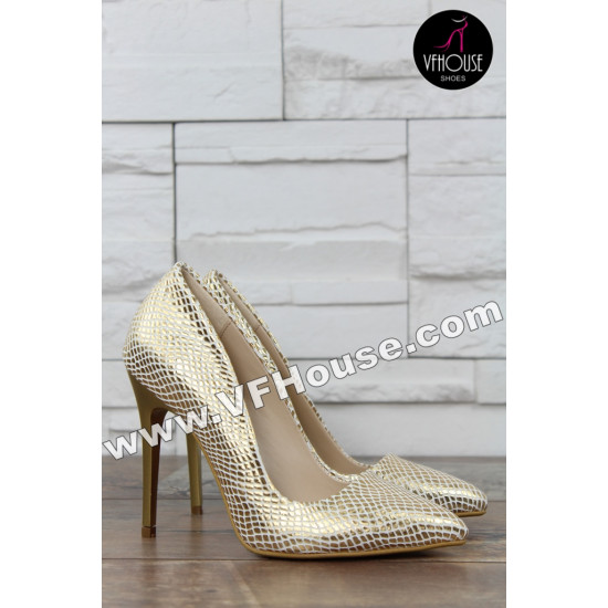 Елегантни обувки 16-RZ2902 01 Gold/White Croc